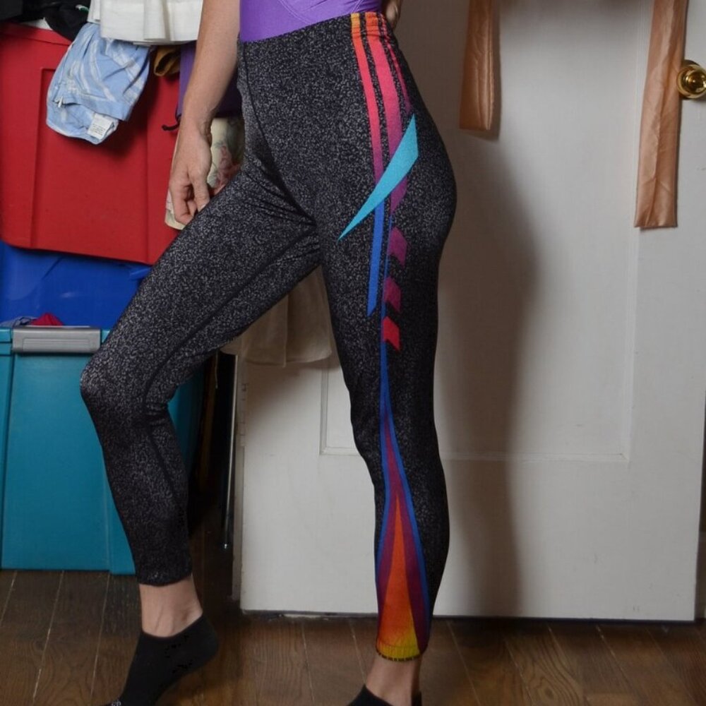 VTG Training SPANDEX Gray 80s Spandex Workout Pants Adult Large